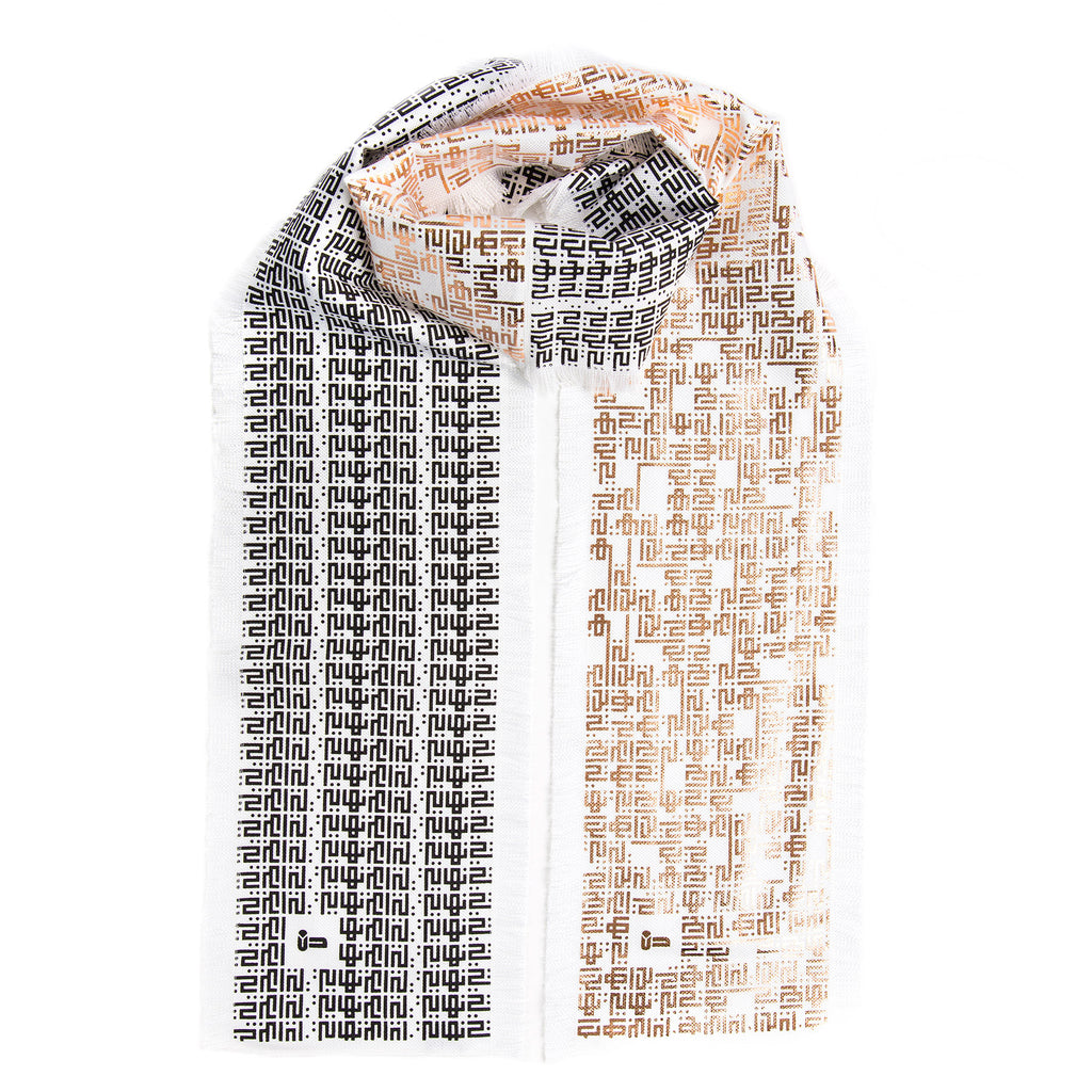 Fellini • Cotton luxury scarf • Copper & Black • Knot