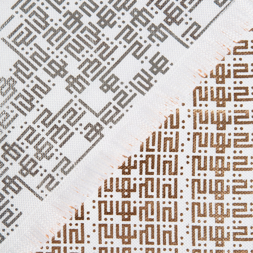 Fellini • Cotton luxury scarf • Silver & Copper • Close-up 1