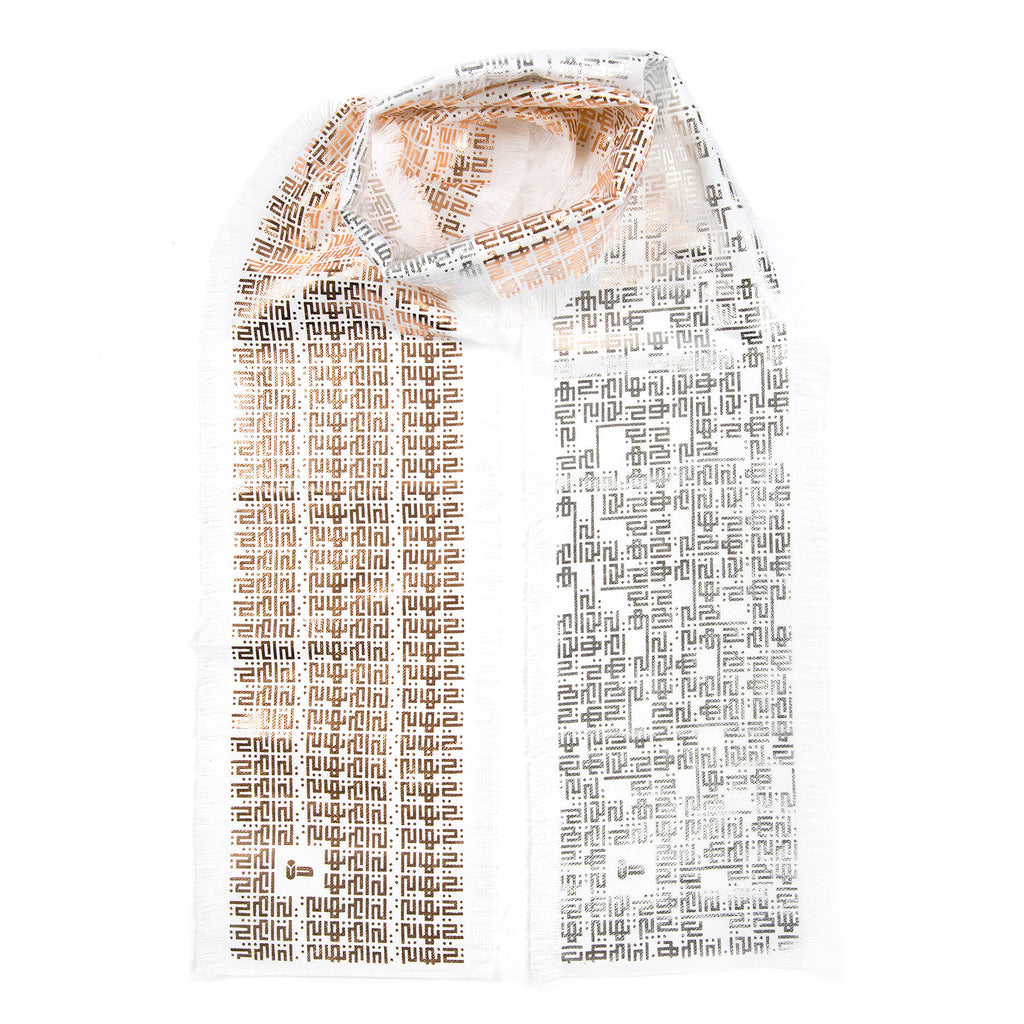 Fellini • Cotton luxury scarf • Silver & Copper • Knot