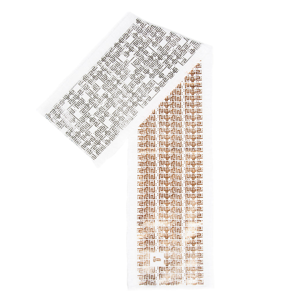 Fellini • Cotton luxury scarf • Silver & Copper • Spread