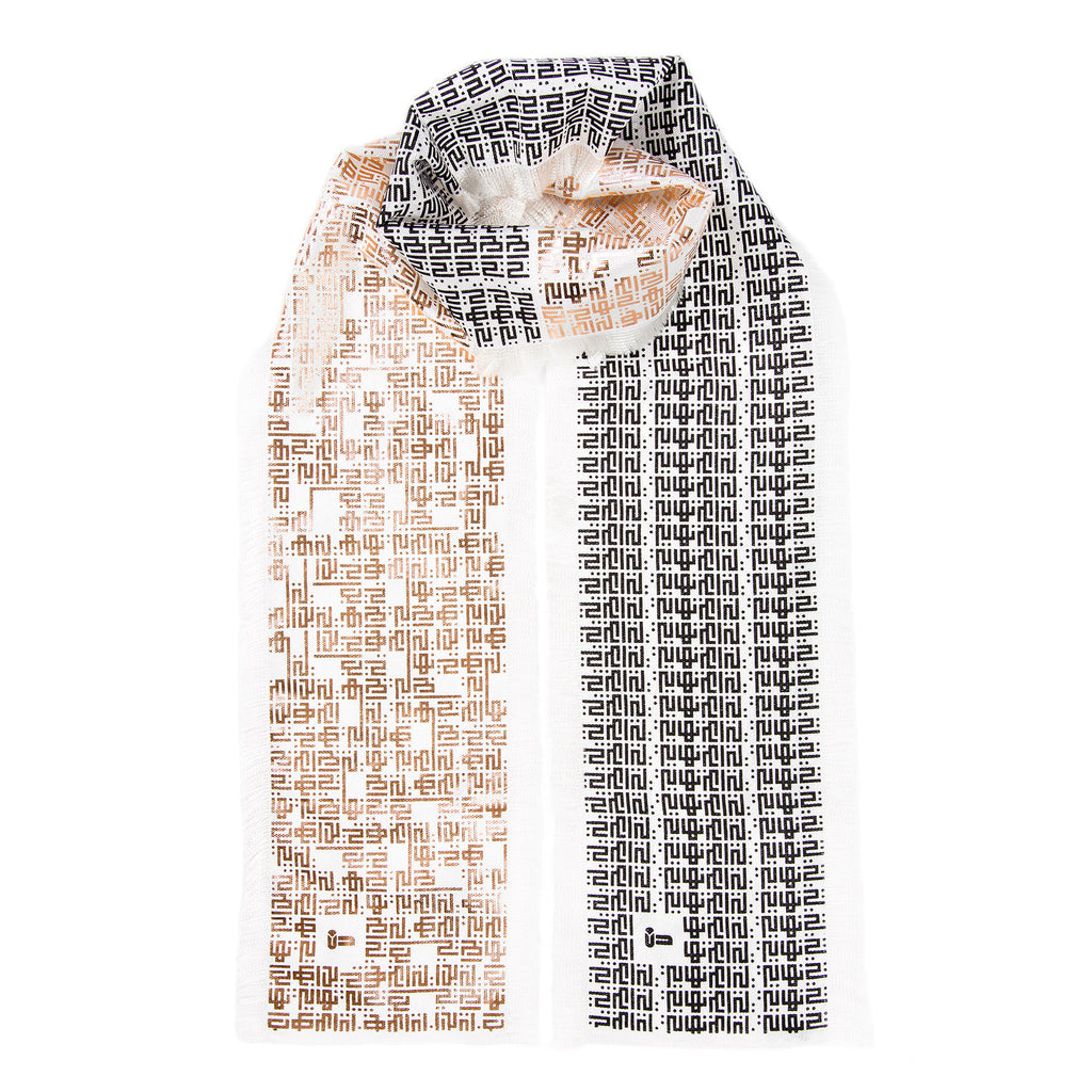 Fellini • Silk luxury scarf • Copper & Black • Knot