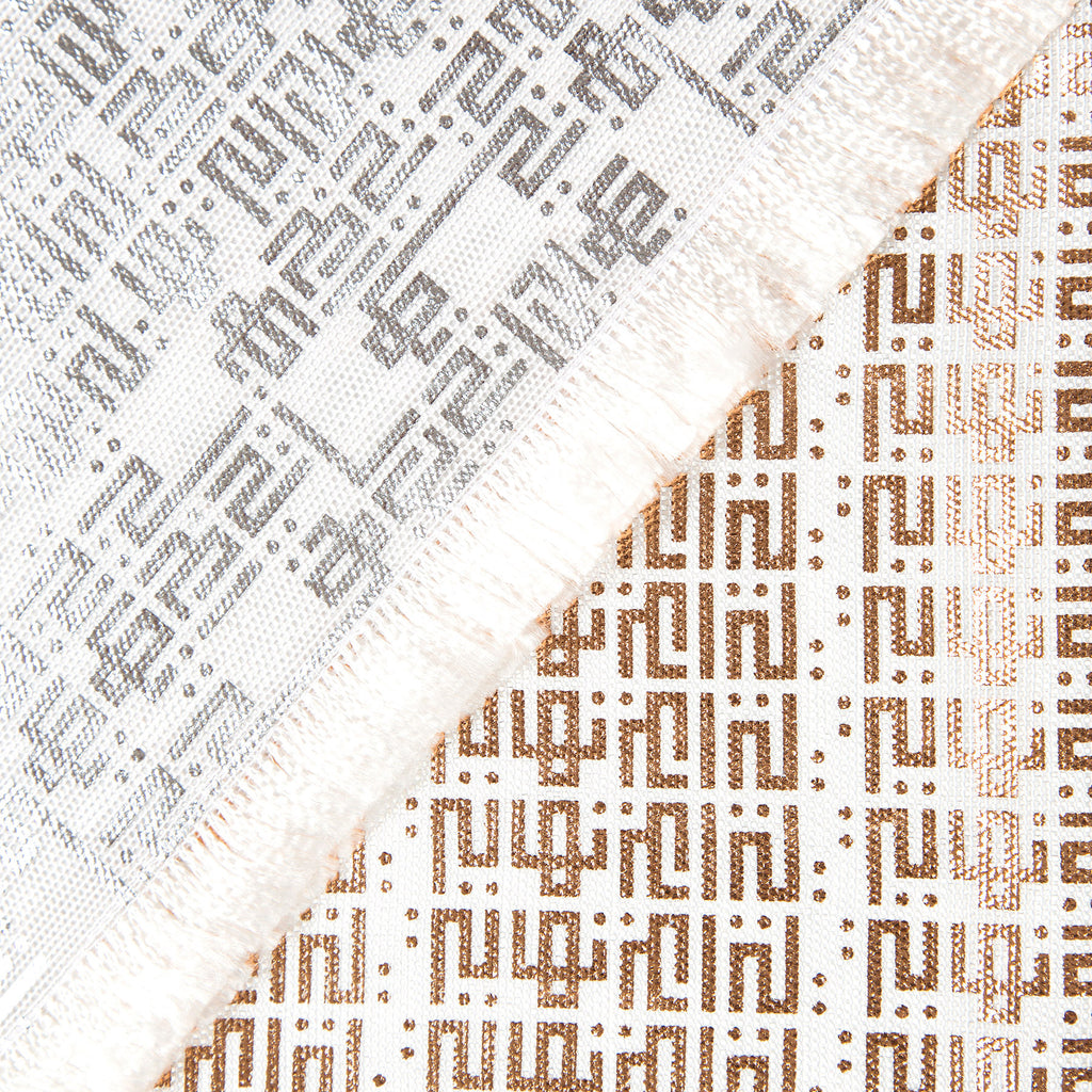 Fellini • Silk luxury scarf • Copper & Silver • Close-up 1