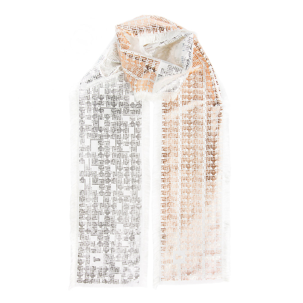 Fellini • Silk luxury scarf • Copper & Silver • Knot
