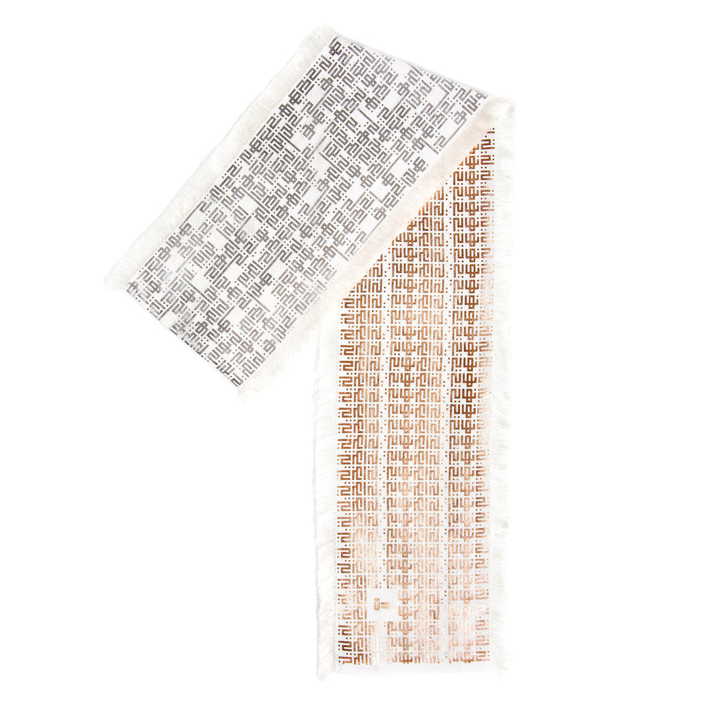 Fellini • Silk luxury scarf • Copper & Silver • Spread