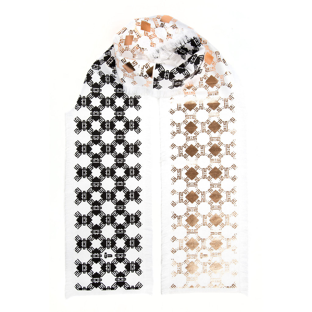 Frost • Cotton luxury scarf • Copper & Black • Knot