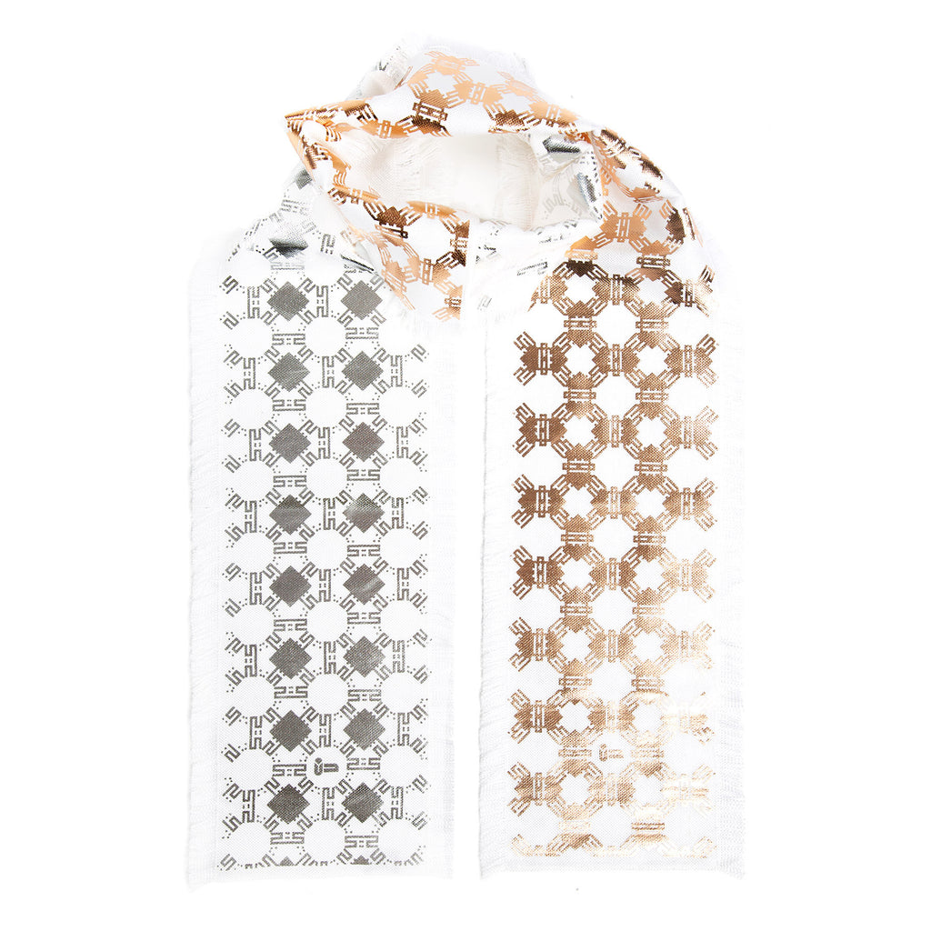Frost • Cotton luxury scarf • Silver & Copper • Knot