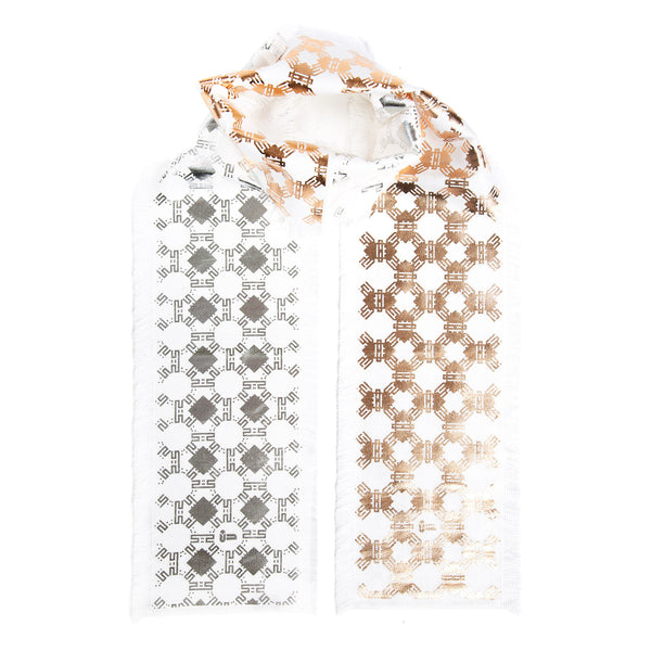 Frost • Cotton luxury scarf • Silver & Copper • Knot