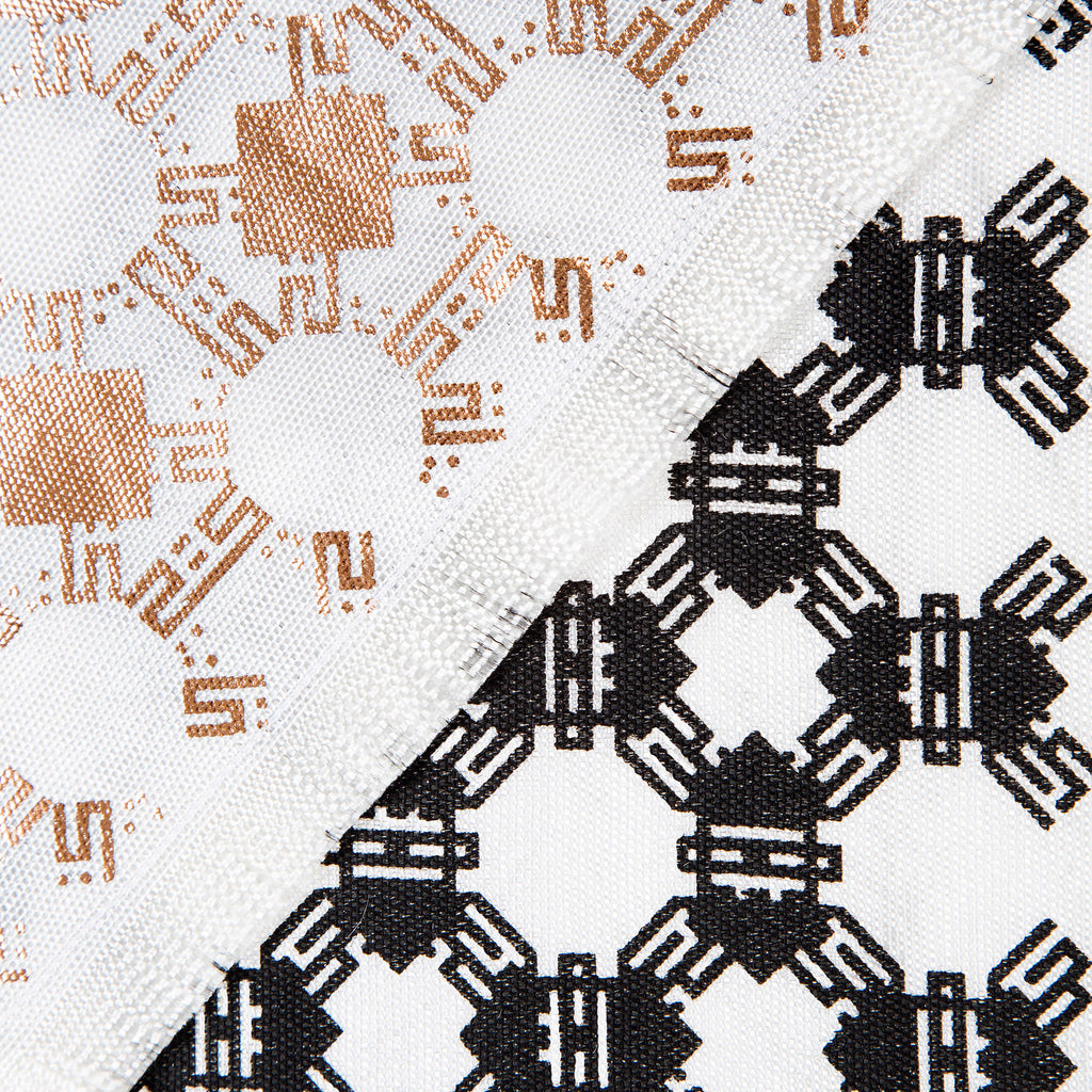 Frost • Silk luxury scarf • Copper & Black • Close-up 1