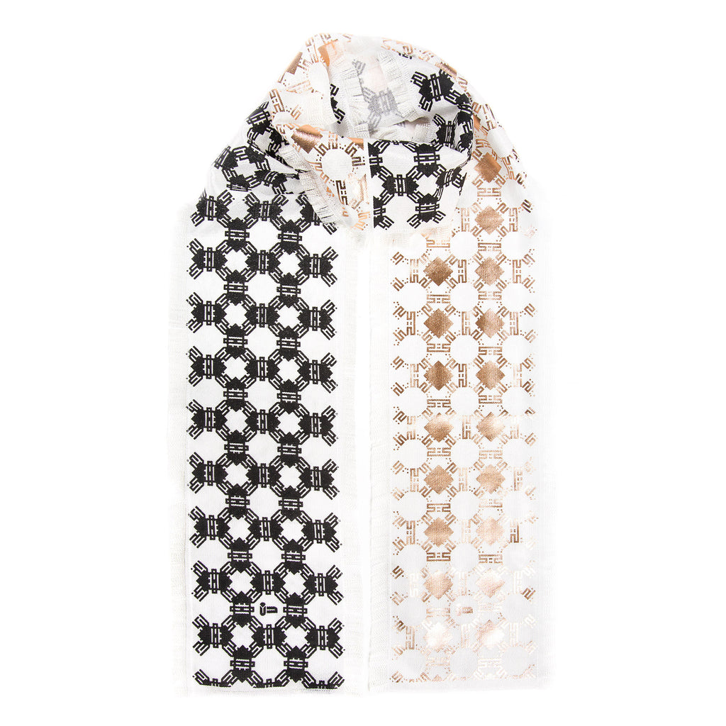 Frost • Silk luxury scarf • Copper & Black • Knot