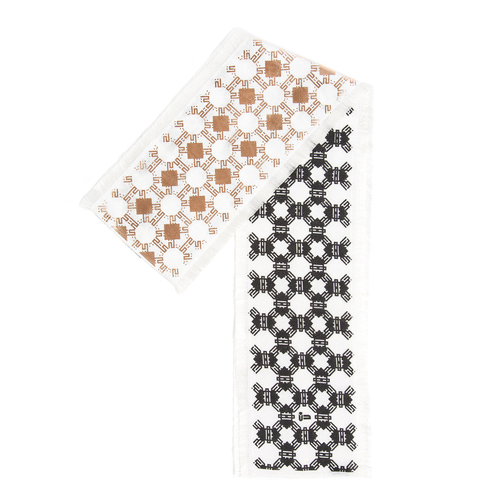 Frost • Silk luxury scarf • Copper & Black • Spread