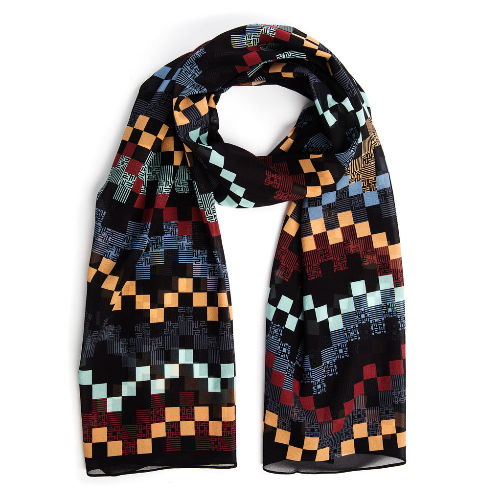 Krishnamurti Cosmos luxury silk scarf - knot