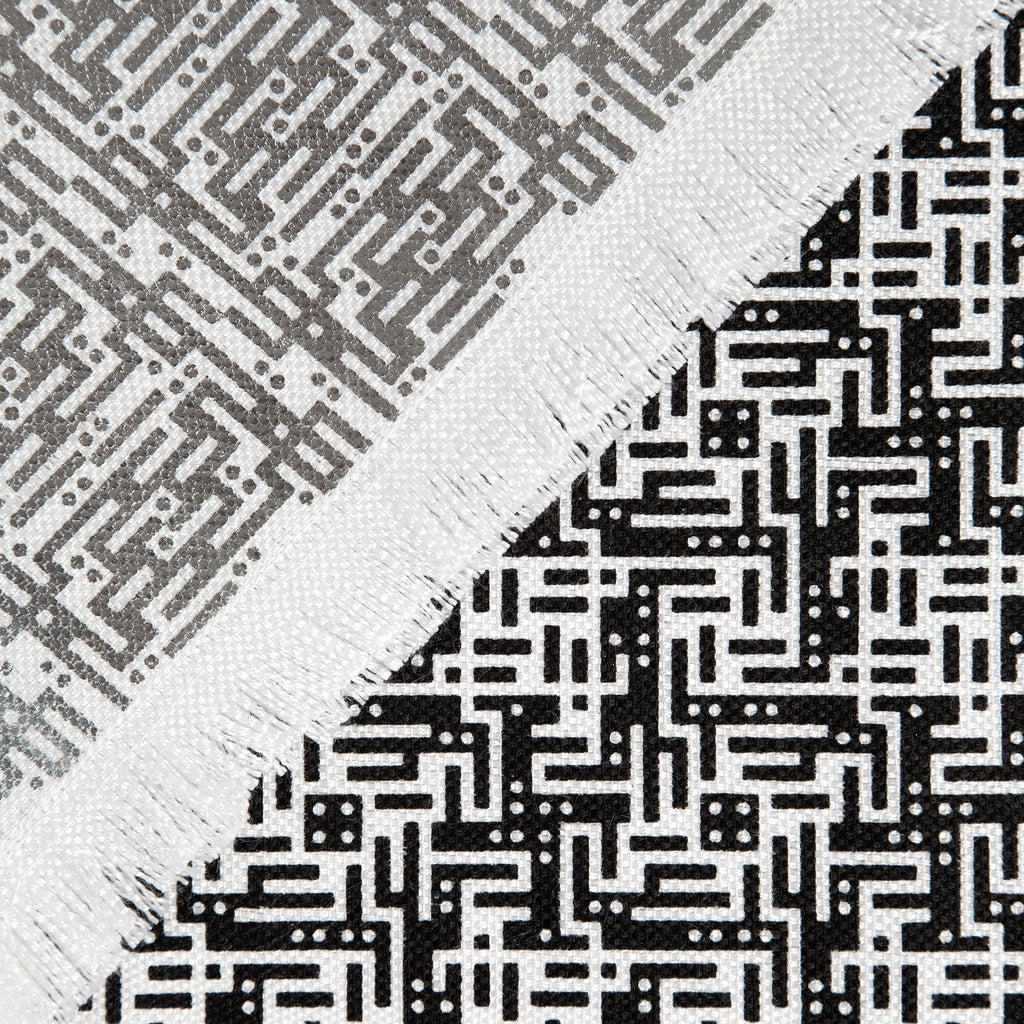 Laozi • Cotton luxury scarf • Silver & Black • Close-up 1