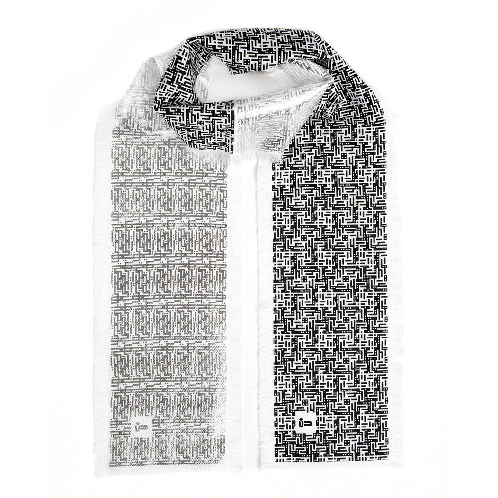 Laozi • Cotton luxury scarf • Silver & Black • Knot