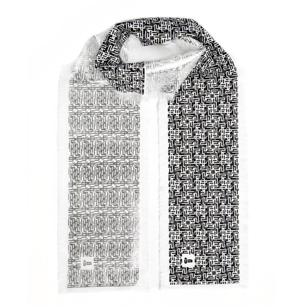 Laozi • Cotton luxury scarf • Silver & Black • Knot