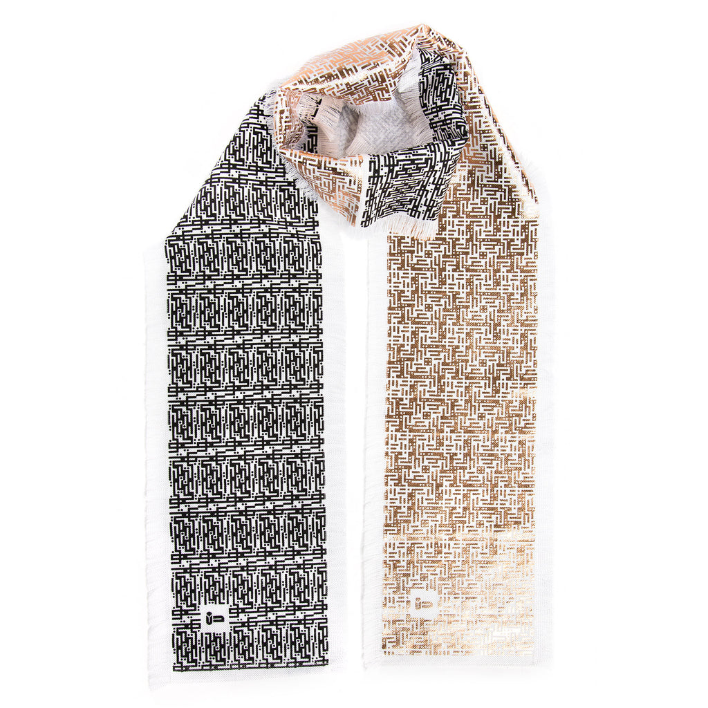 Laozi • Cotton luxury scarf • Copper & Black • Knot