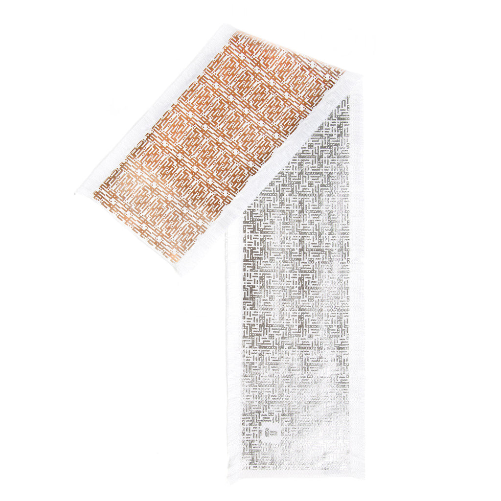 Laozi • Cotton luxury scarf • Silver & Copper • Spread