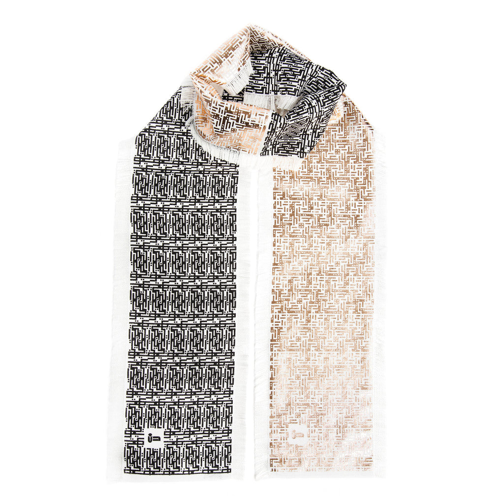 Laozi • Silk luxury scarf • Black & Copper • Knot