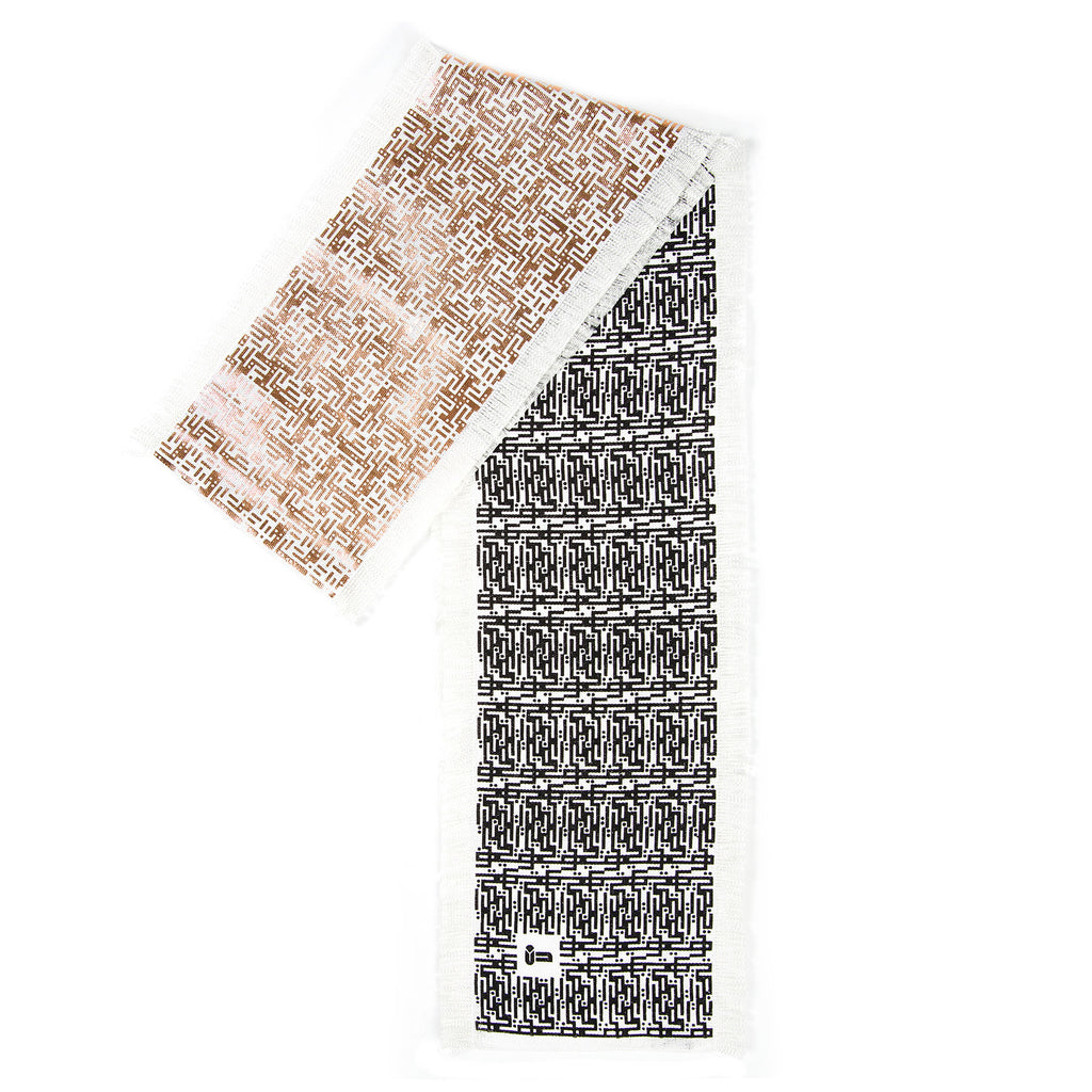 Laozi • Silk luxury scarf • Black & Copper • Spread