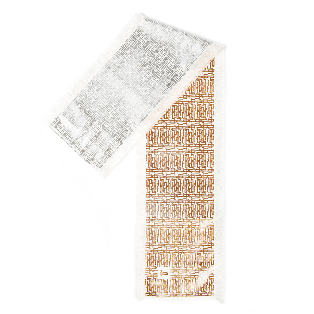 Laozi • Silk luxury scarf • Copper & Silver • Spread