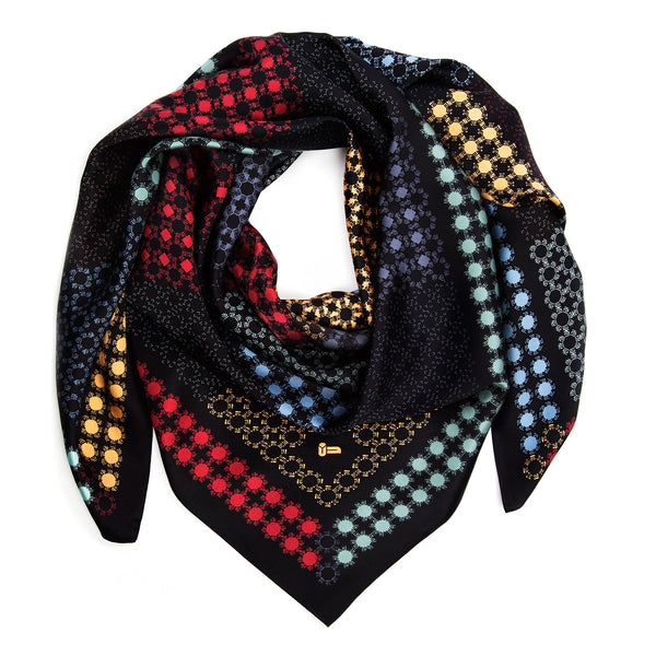 Rumi Cosmos luxury silk scarf - knot